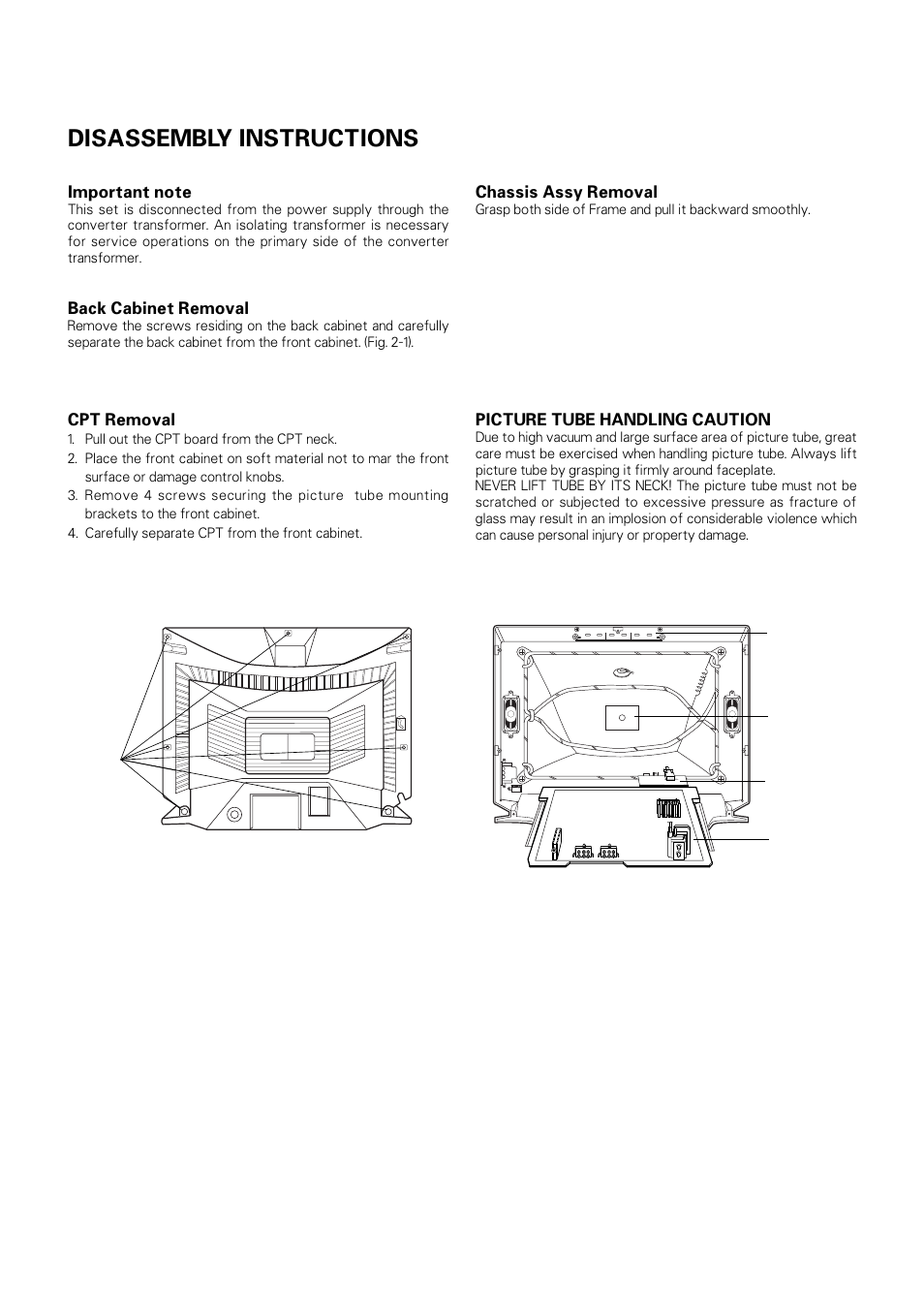 Disassembly instructions | LG CT-25/29M60VE/VQ User Manual | Page 8 / 33