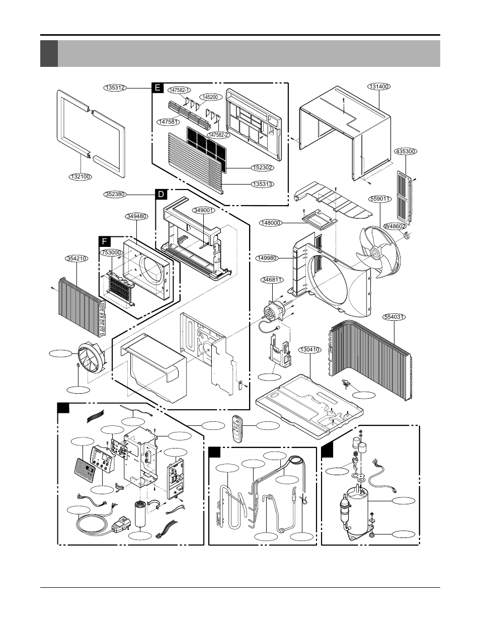 Exploded view, 32 room air conditioner exploded view, Ed f | LG LT1230HR User Manual | Page 32 / 34