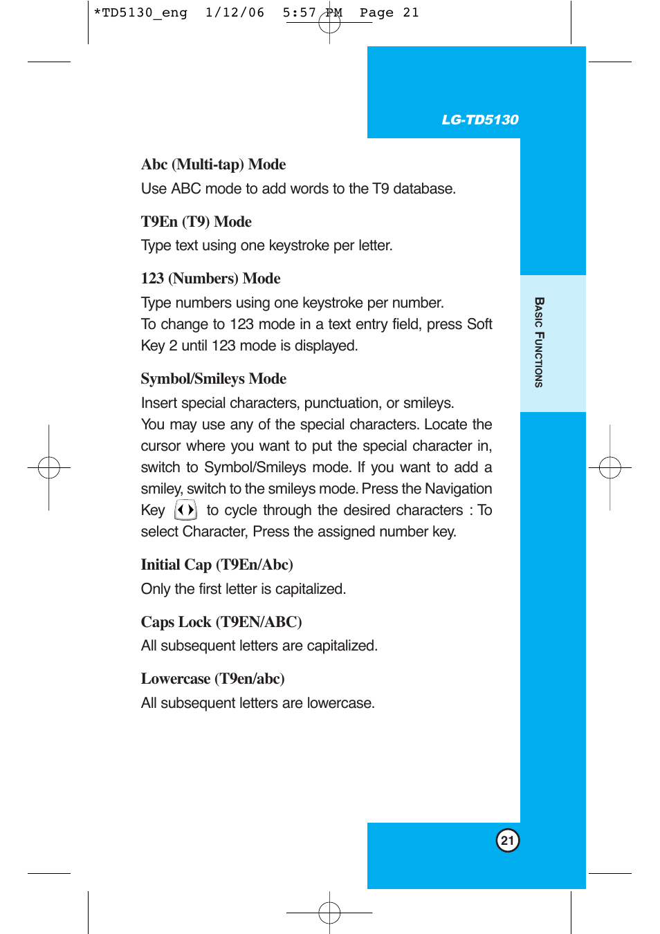 LG -TD5130 User Manual | Page 22 / 92