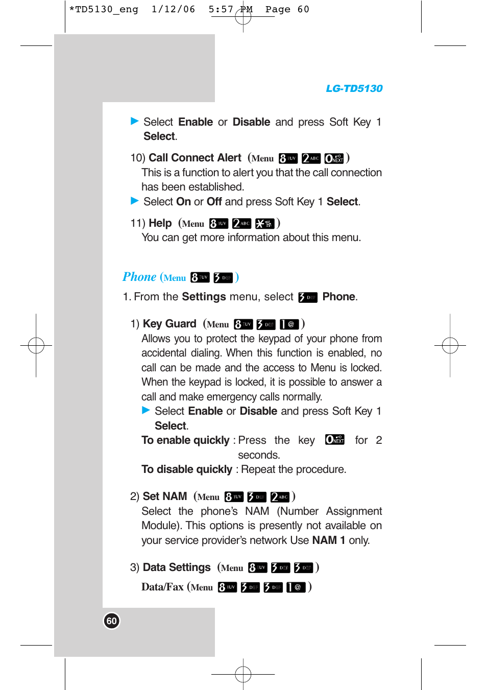 Phone | LG -TD5130 User Manual | Page 61 / 92