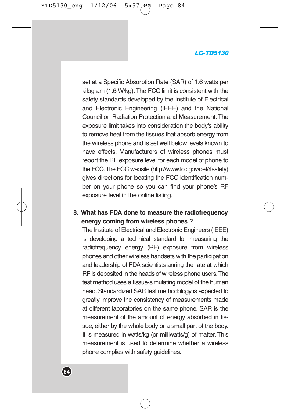 LG -TD5130 User Manual | Page 85 / 92