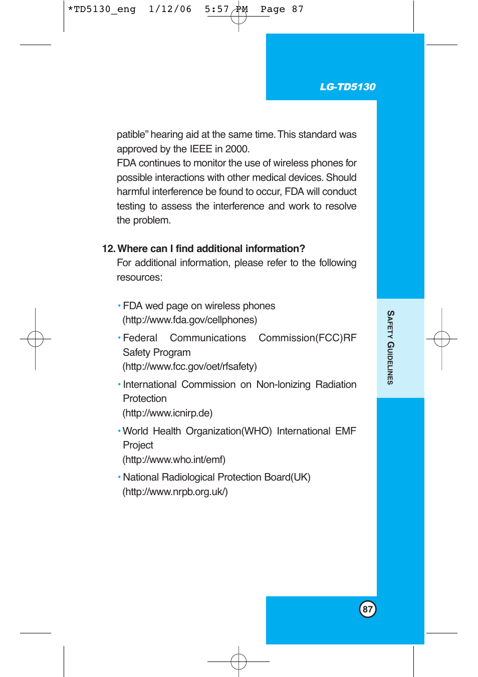 LG -TD5130 User Manual | Page 88 / 92