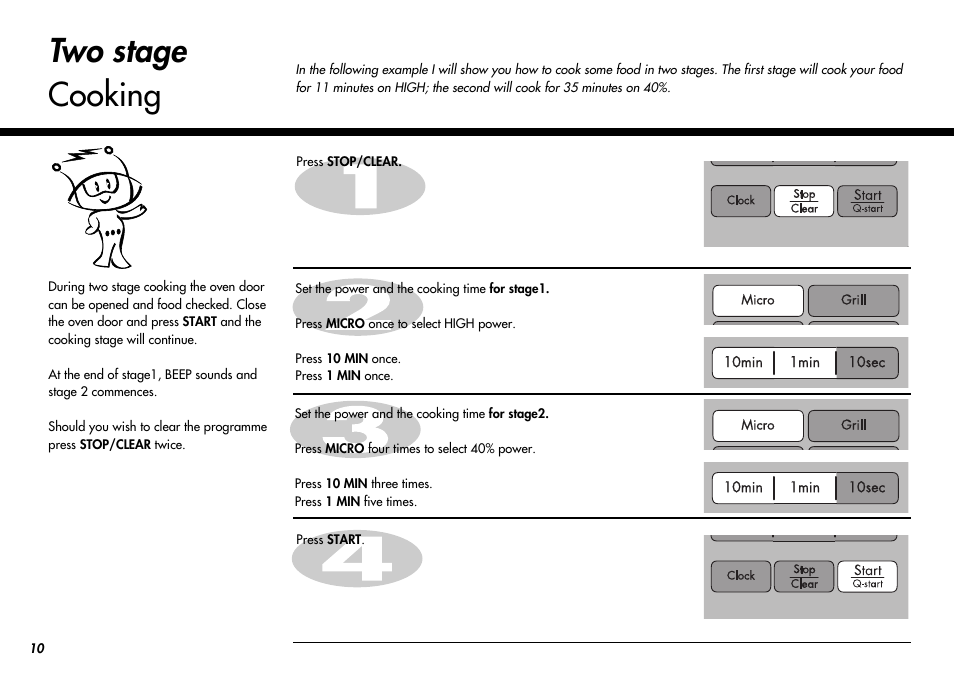 Two stage cooking | LG MC-924JLA User Manual | Page 10 / 35