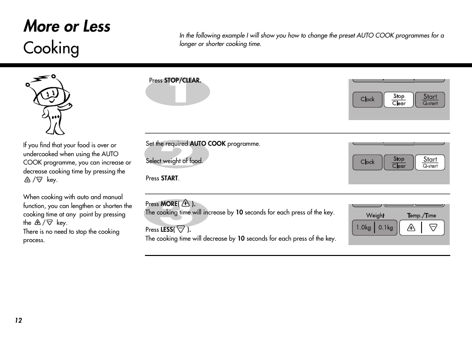 More or less cooking | LG MC-924JLA User Manual | Page 12 / 35