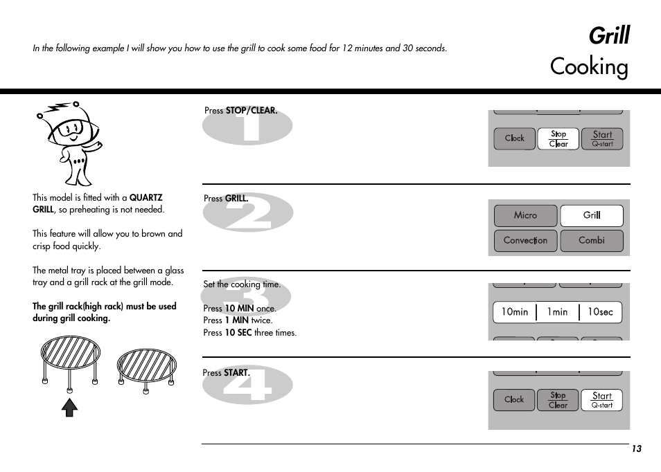 Grill cooking | LG MC-924JLA User Manual | Page 13 / 35