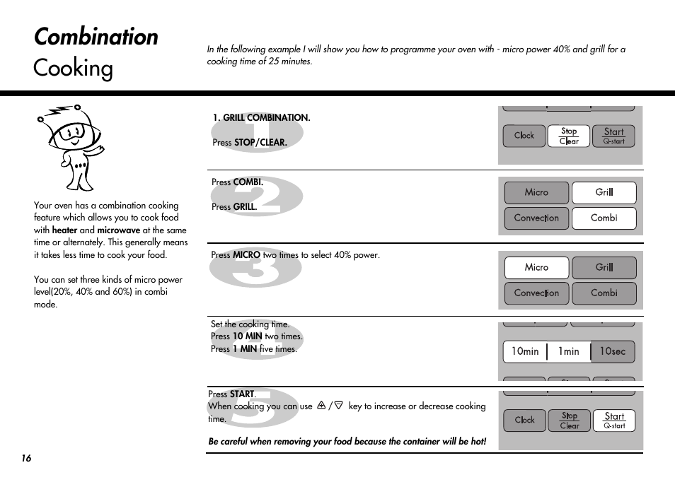 Combination cooking | LG MC-924JLA User Manual | Page 16 / 35