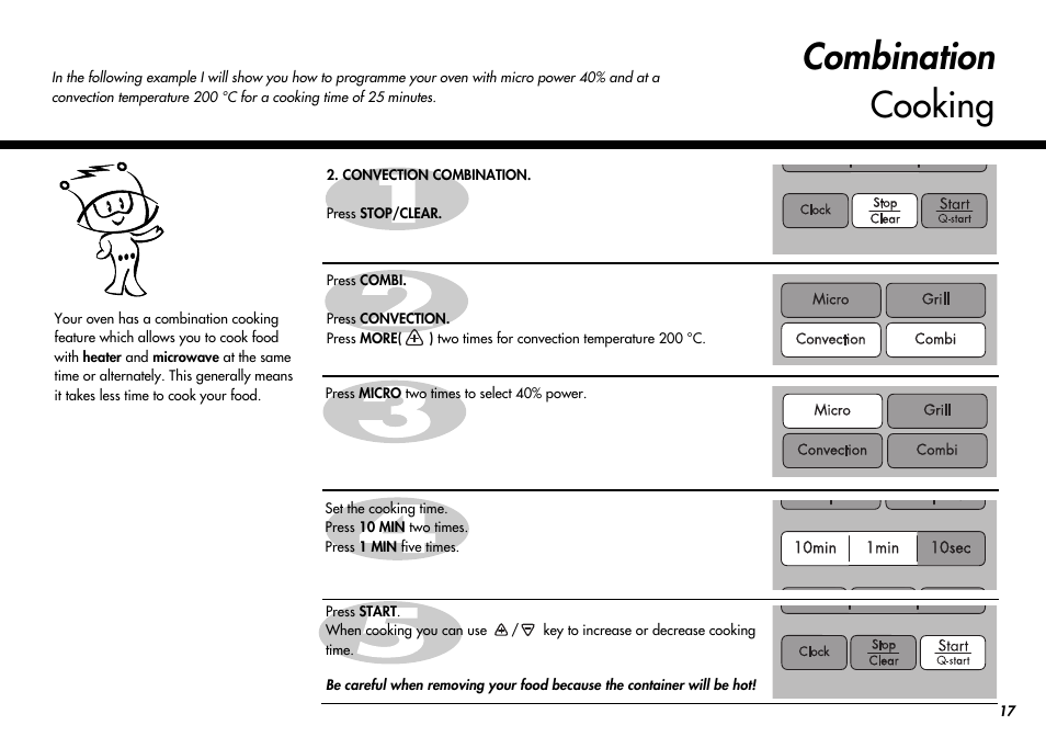 Combination cooking | LG MC-924JLA User Manual | Page 17 / 35