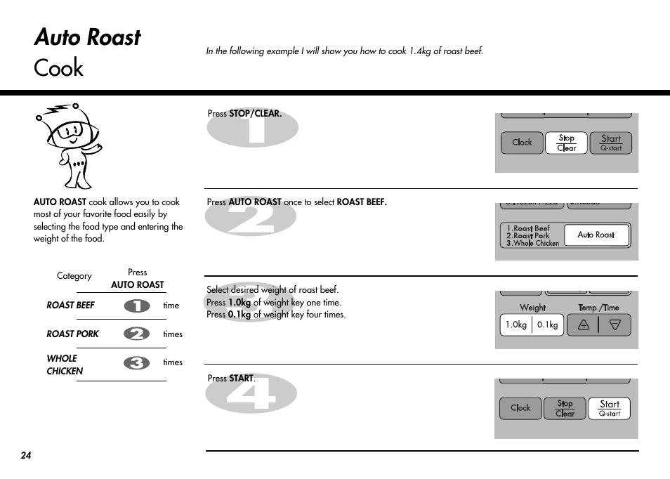 Auto roast cook | LG MC-924JLA User Manual | Page 24 / 35