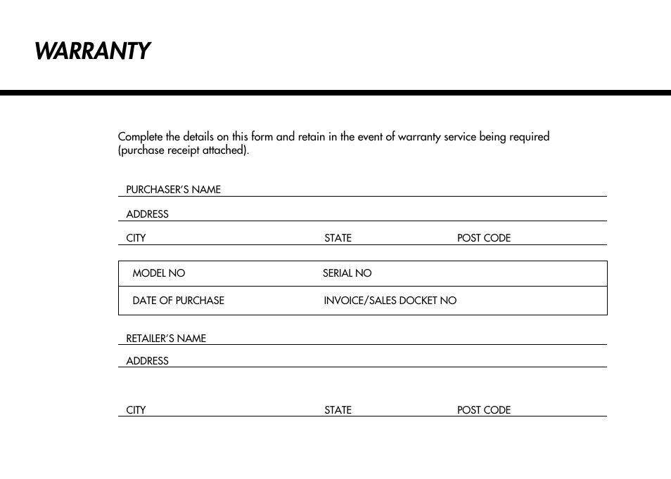 Warranty | LG MC-924JLA User Manual | Page 34 / 35