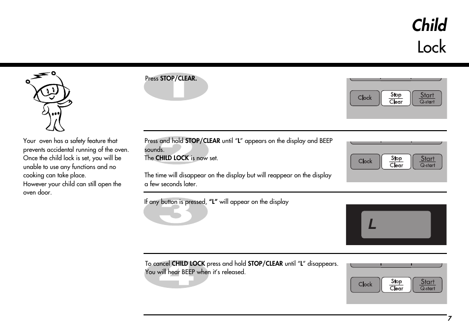 Child lock | LG MC-924JLA User Manual | Page 7 / 35