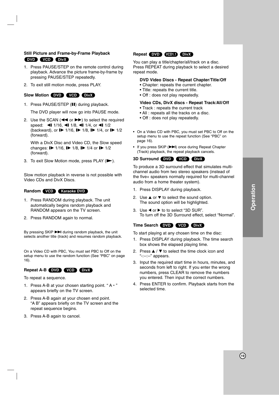Operation | LG DVX9900H User Manual | Page 19 / 31