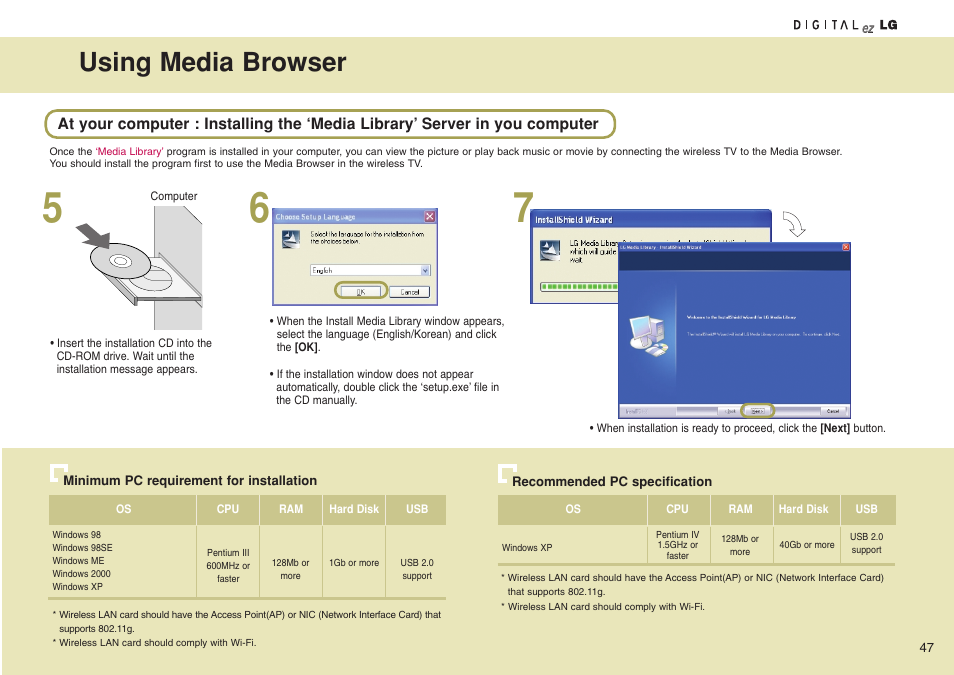 Using media browser | LG 15LW1RA User Manual | Page 47 / 68