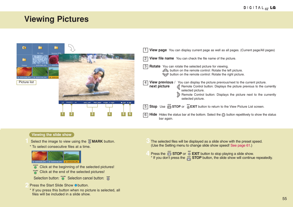 Viewing pictures | LG 15LW1RA User Manual | Page 55 / 68