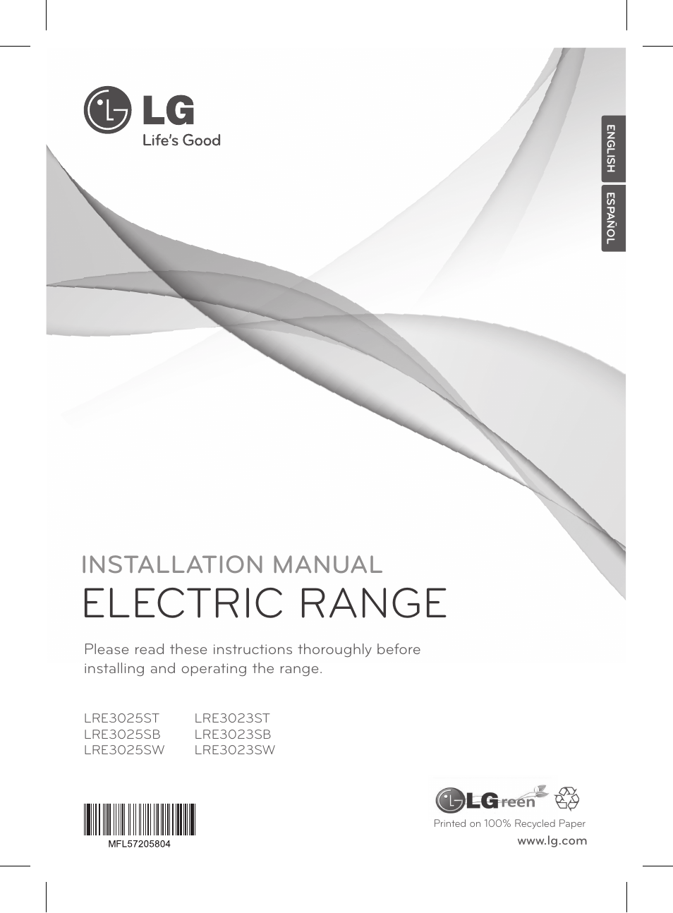 LG LRE3025ST User Manual | 13 pages