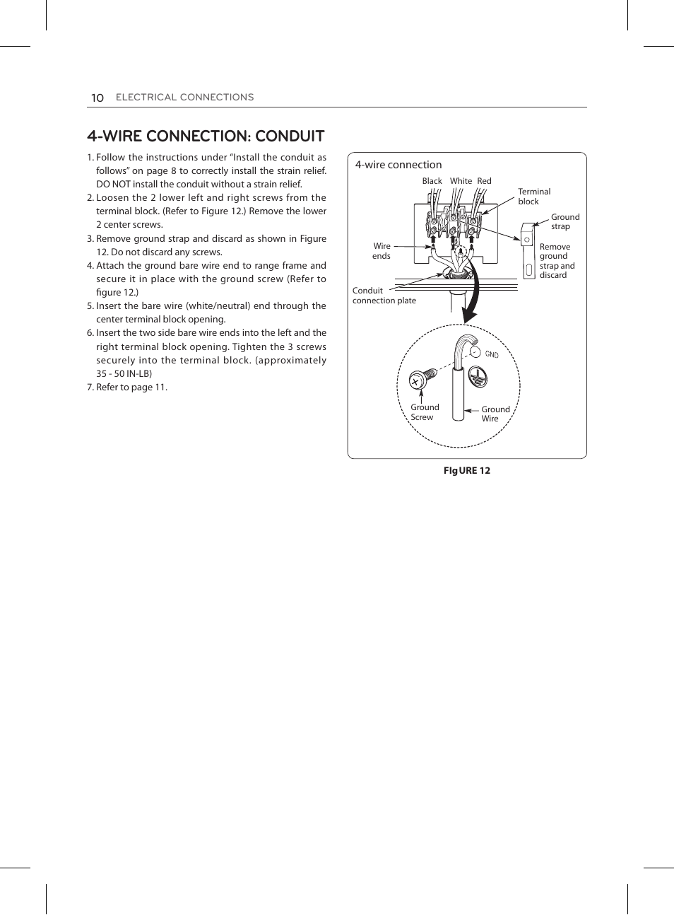 Wire connection: conduit | LG LRE3025ST User Manual | Page 10 / 13