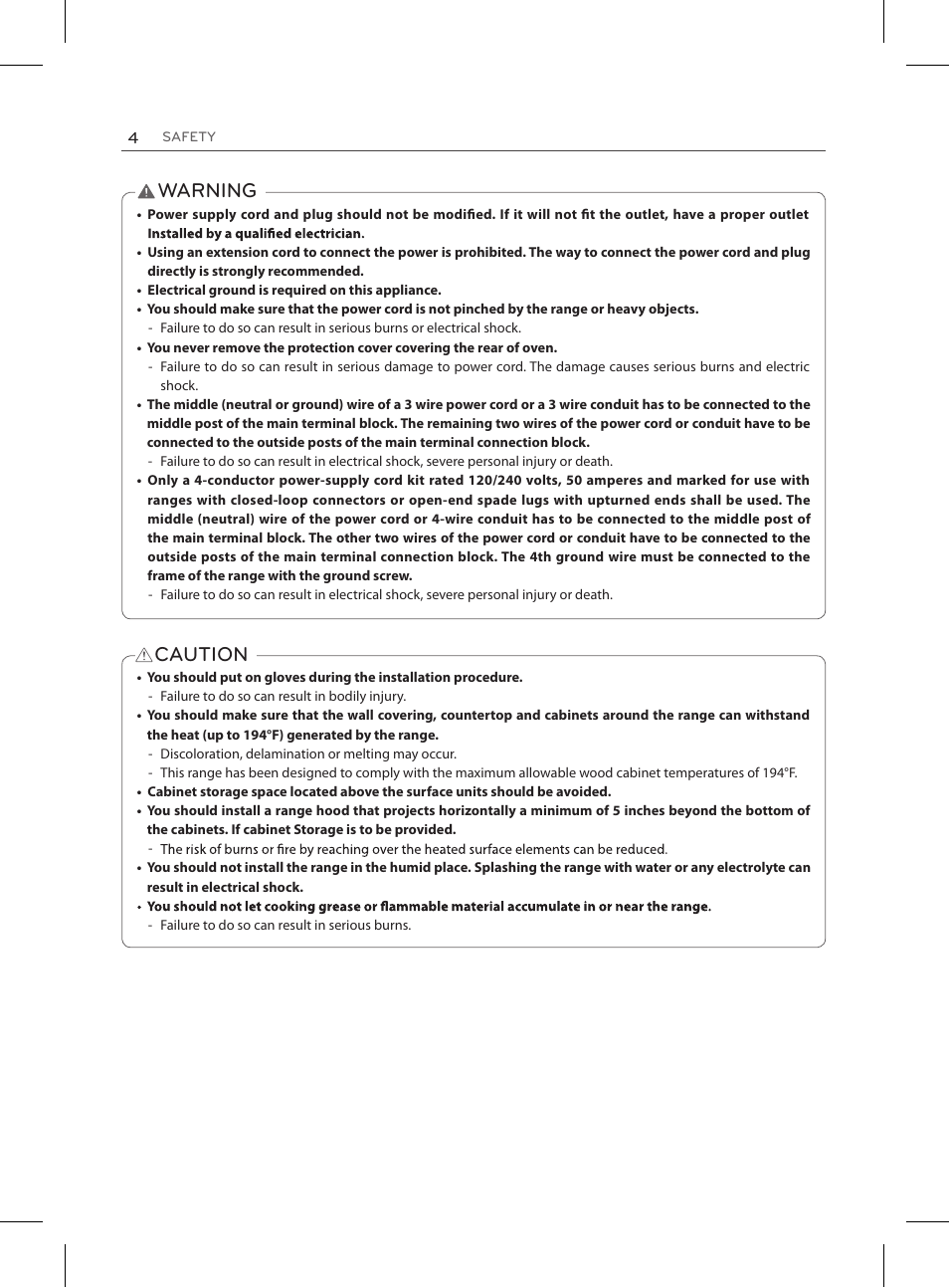 Warning, Caution | LG LRE3025ST User Manual | Page 4 / 13