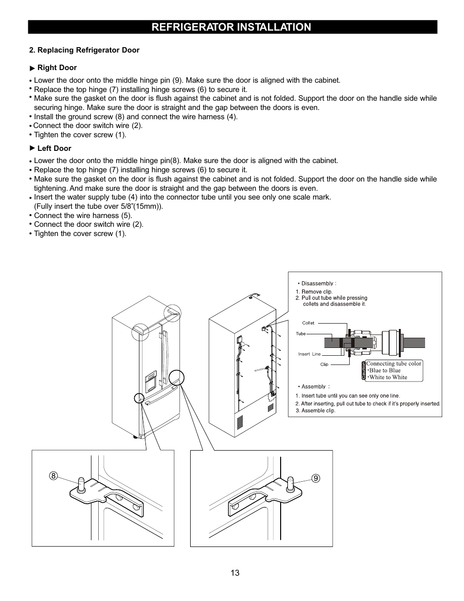 Refrigerator installation | LG LFC20740 User Manual | Page 13 / 36