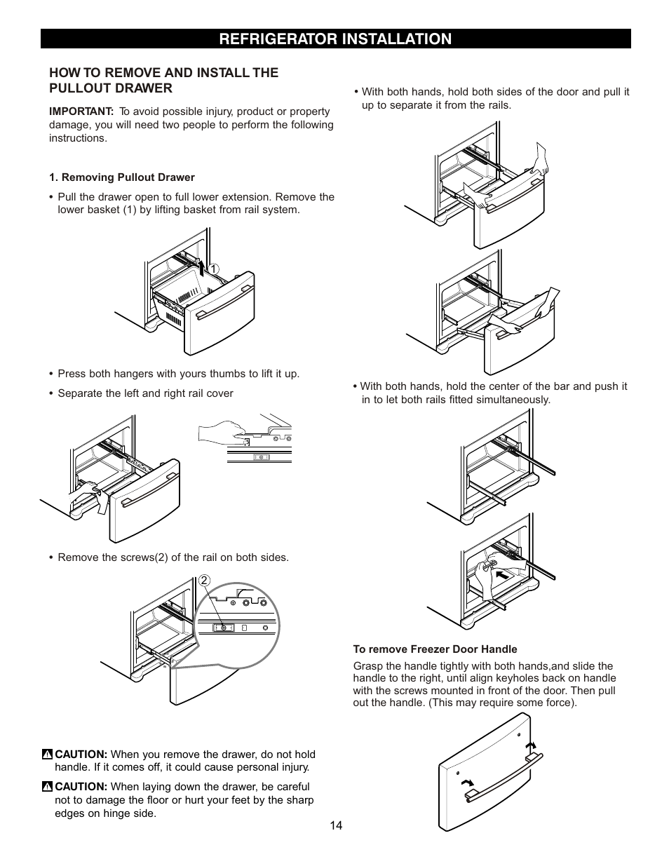 Refrigerator installation | LG LFC20740 User Manual | Page 14 / 36