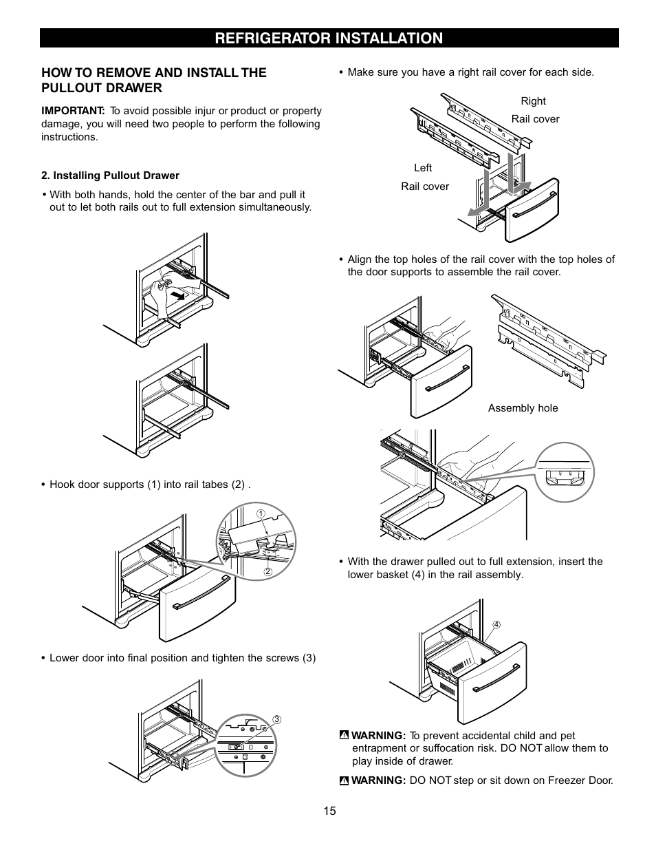 Refrigerator installation | LG LFC20740 User Manual | Page 15 / 36