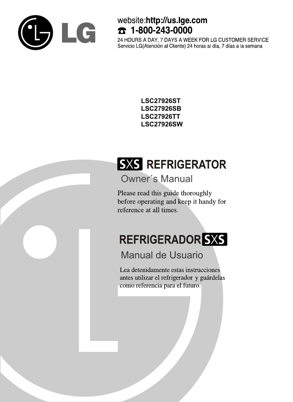 LG LSC27926TT User Manual | 30 pages