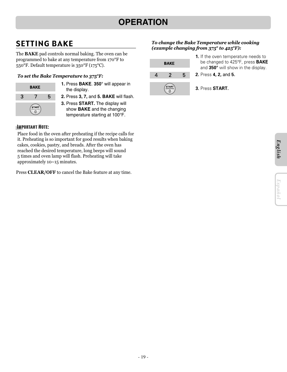 Operation | LG LRE30757ST User Manual | Page 19 / 40