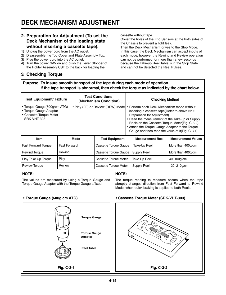 Deck mechanism adjustment, Checking torque | LG TL-AT130M User Manual | Page 51 / 80