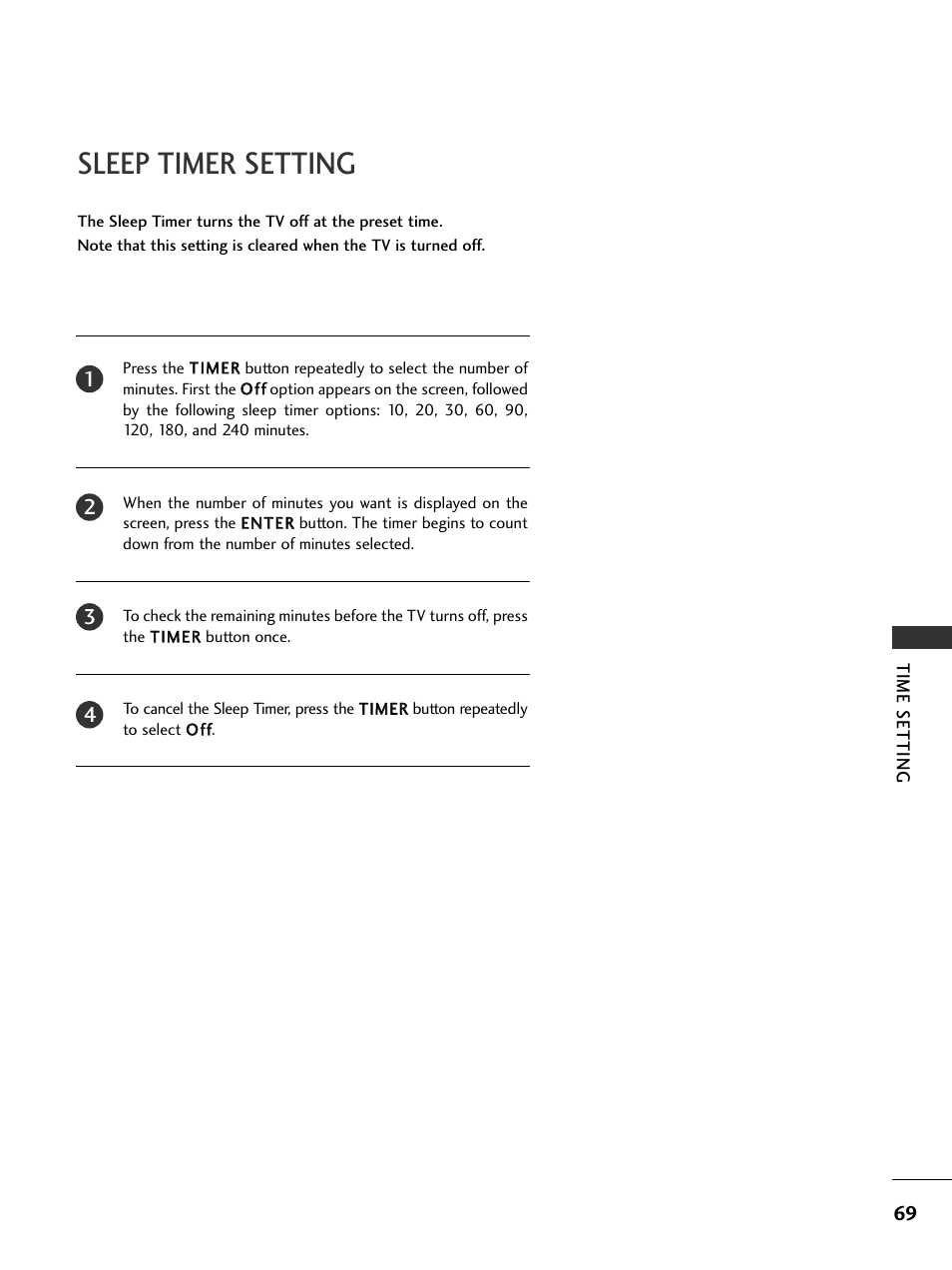 Sleep timer setting | LG 32LC50CS User Manual | Page 71 / 90