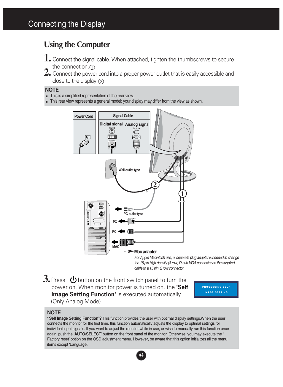 Connecting the display using the computer | LG L1920P User Manual | Page 5 / 21