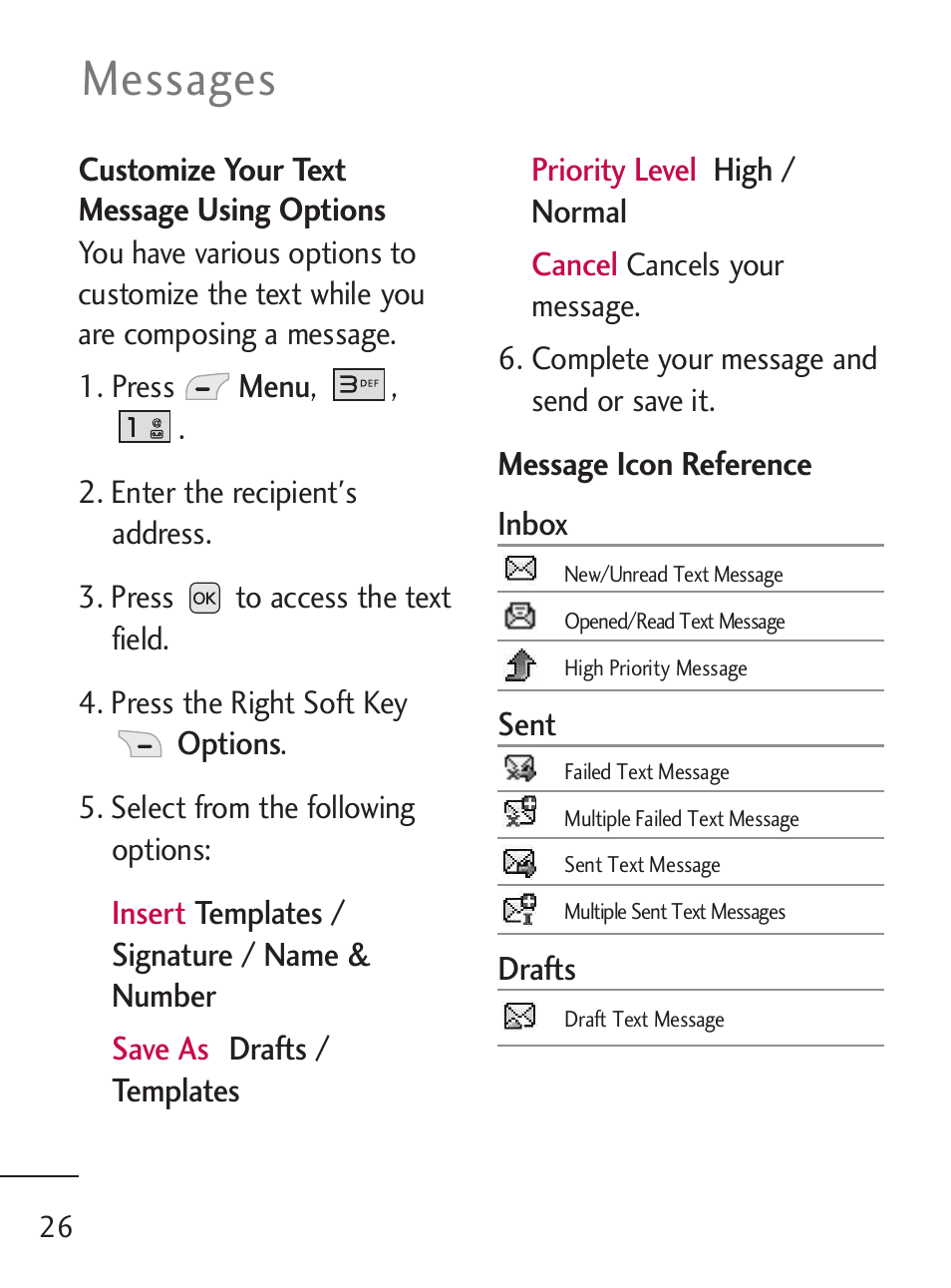 Messages | LG 221C User Manual | Page 26 / 98