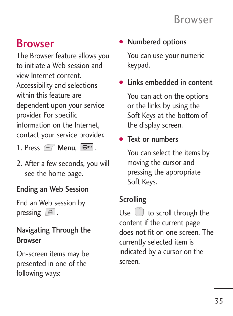 Browser | LG 221C User Manual | Page 35 / 98
