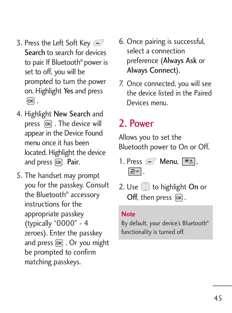 Power | LG 221C User Manual | Page 45 / 98