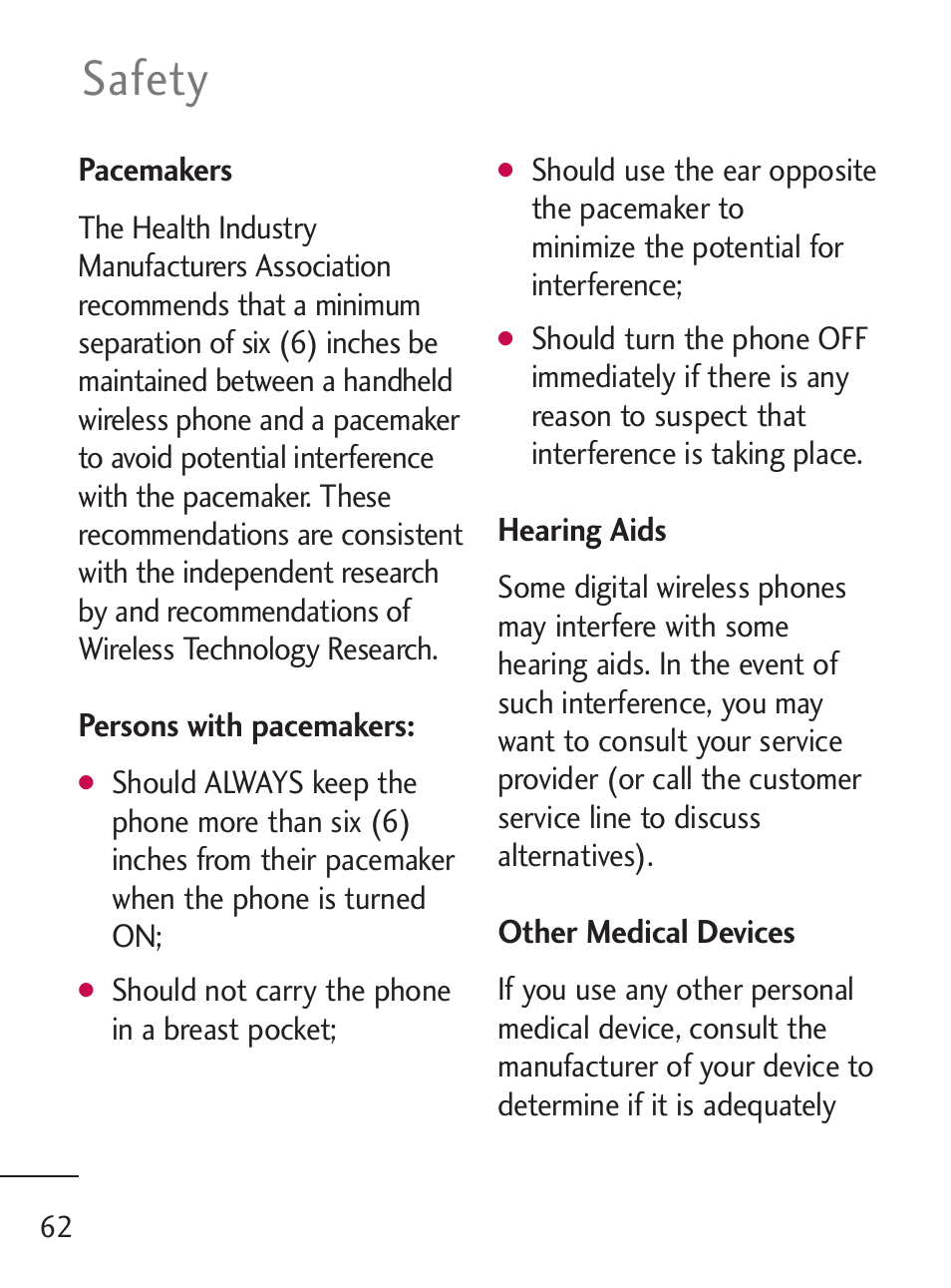 Safety | LG 221C User Manual | Page 62 / 98