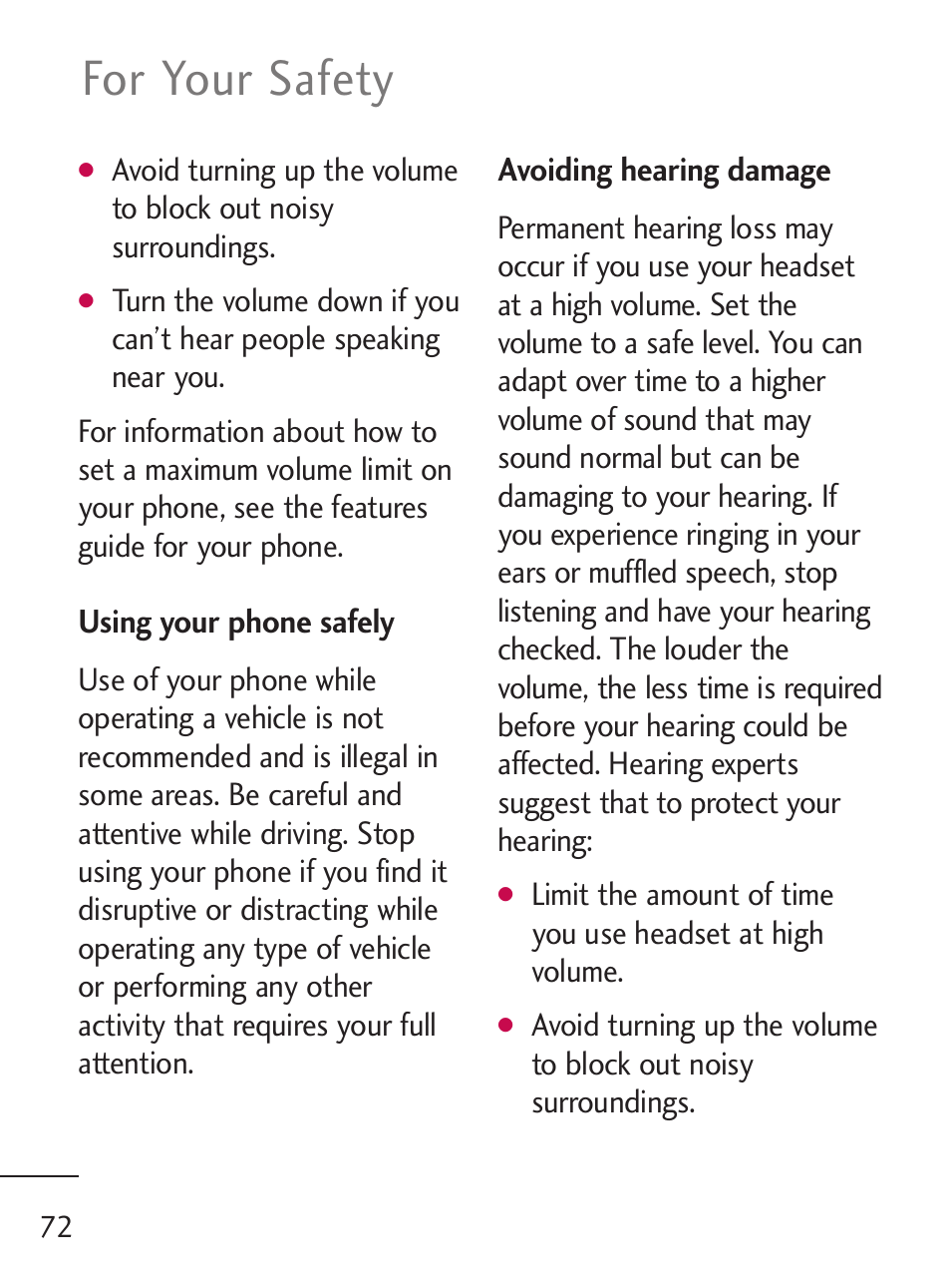 For your safety | LG 221C User Manual | Page 72 / 98