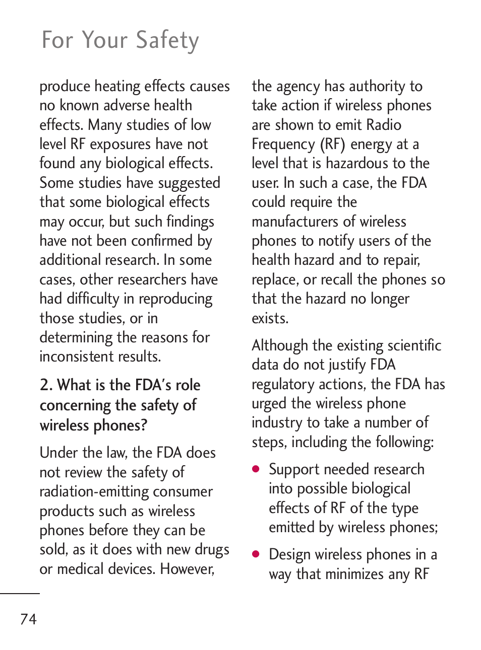 For your safety | LG 221C User Manual | Page 74 / 98