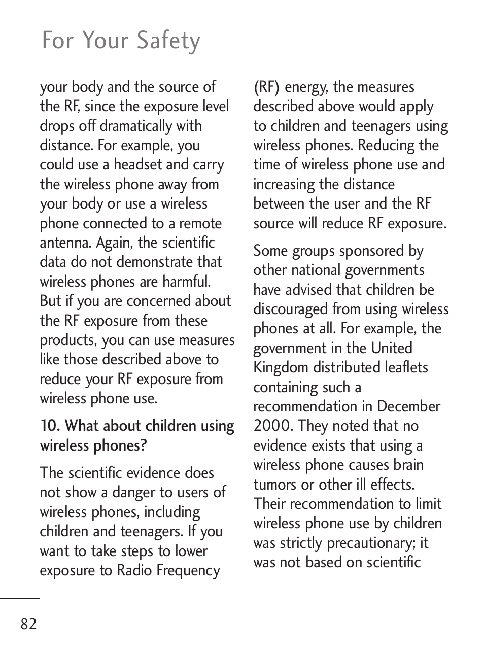 For your safety | LG 221C User Manual | Page 82 / 98