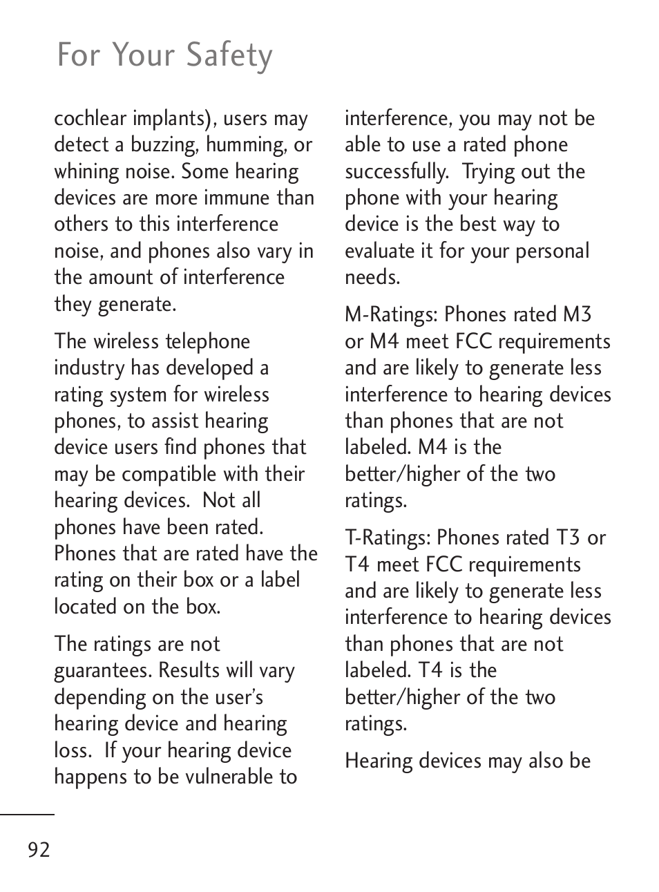 For your safety | LG 221C User Manual | Page 92 / 98