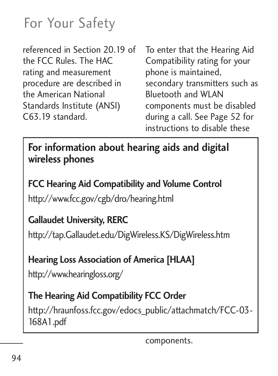 For your safety | LG 221C User Manual | Page 94 / 98
