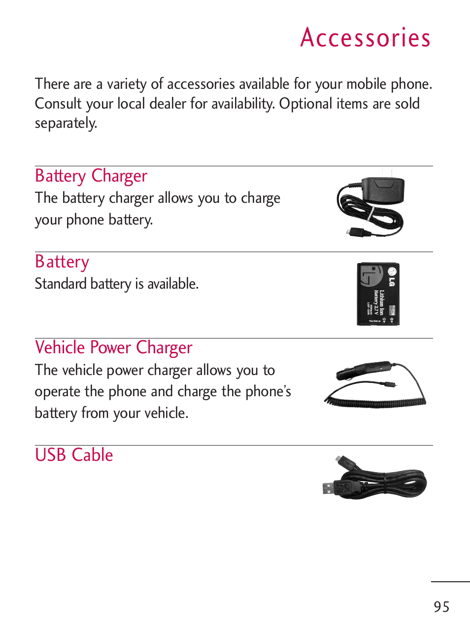 Accessories | LG 221C User Manual | Page 95 / 98