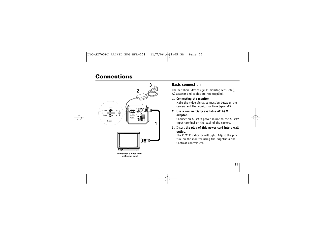 Connections | LG LVC-SX703PB/OB/MB User Manual | Page 11 / 40