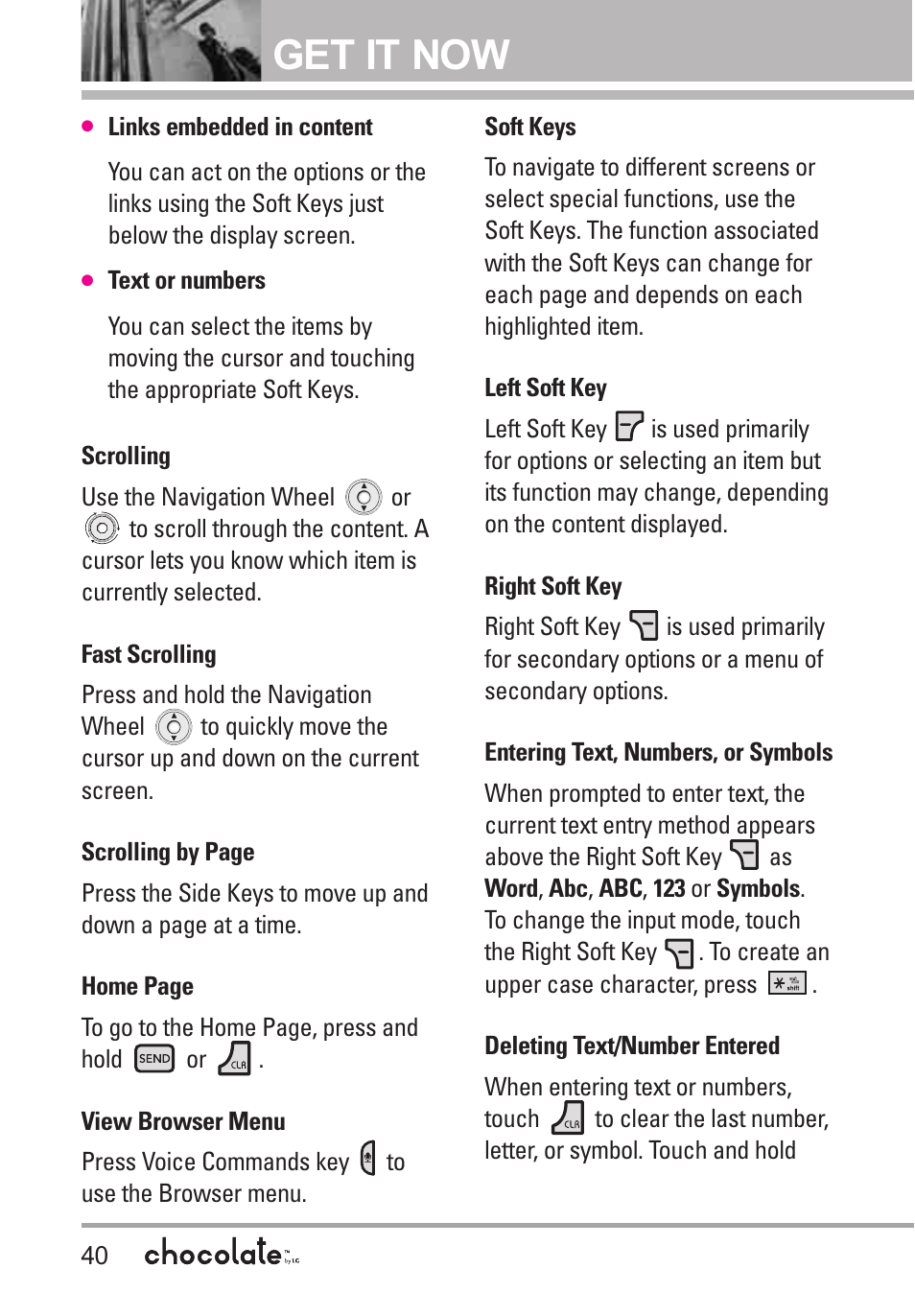 Get it now | LG Chocolate VX8550 User Manual | Page 42 / 123