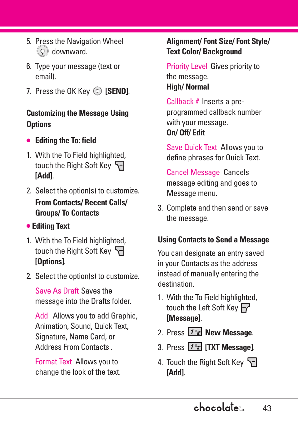LG Chocolate VX8550 User Manual | Page 45 / 123