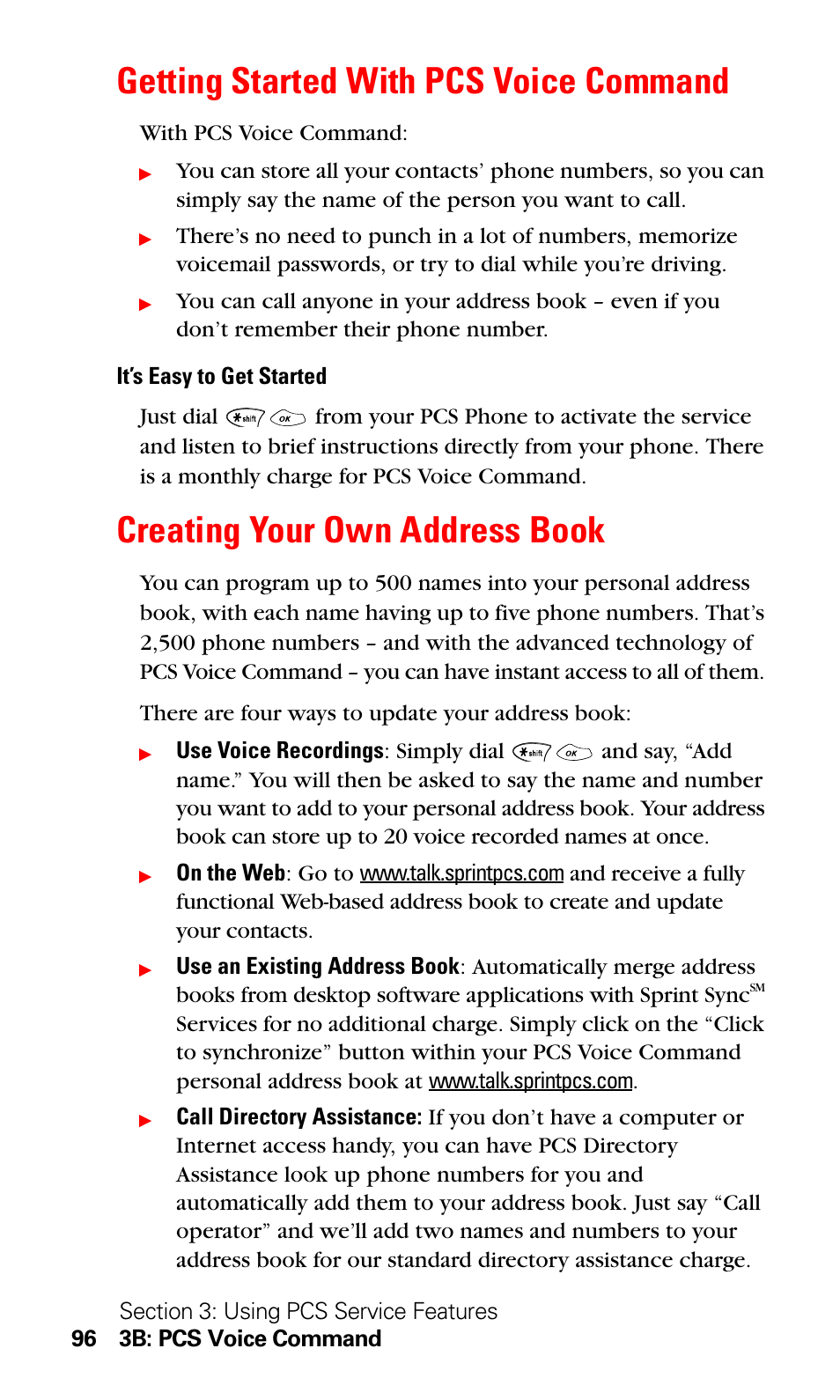 Getting started with pcs voice command, Creating your own address book | LG Sprint 1200 User Manual | Page 106 / 128