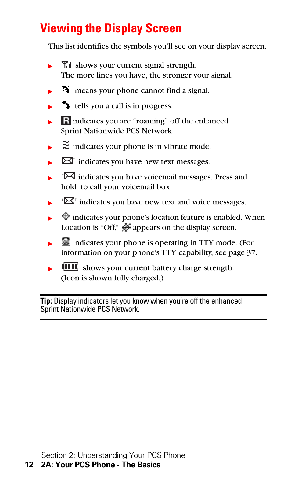 Viewing the display screen | LG Sprint 1200 User Manual | Page 22 / 128