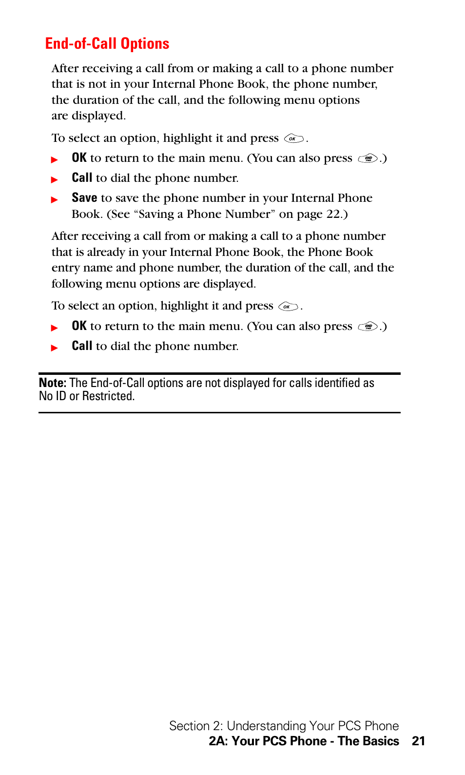 End-of-call options | LG Sprint 1200 User Manual | Page 31 / 128
