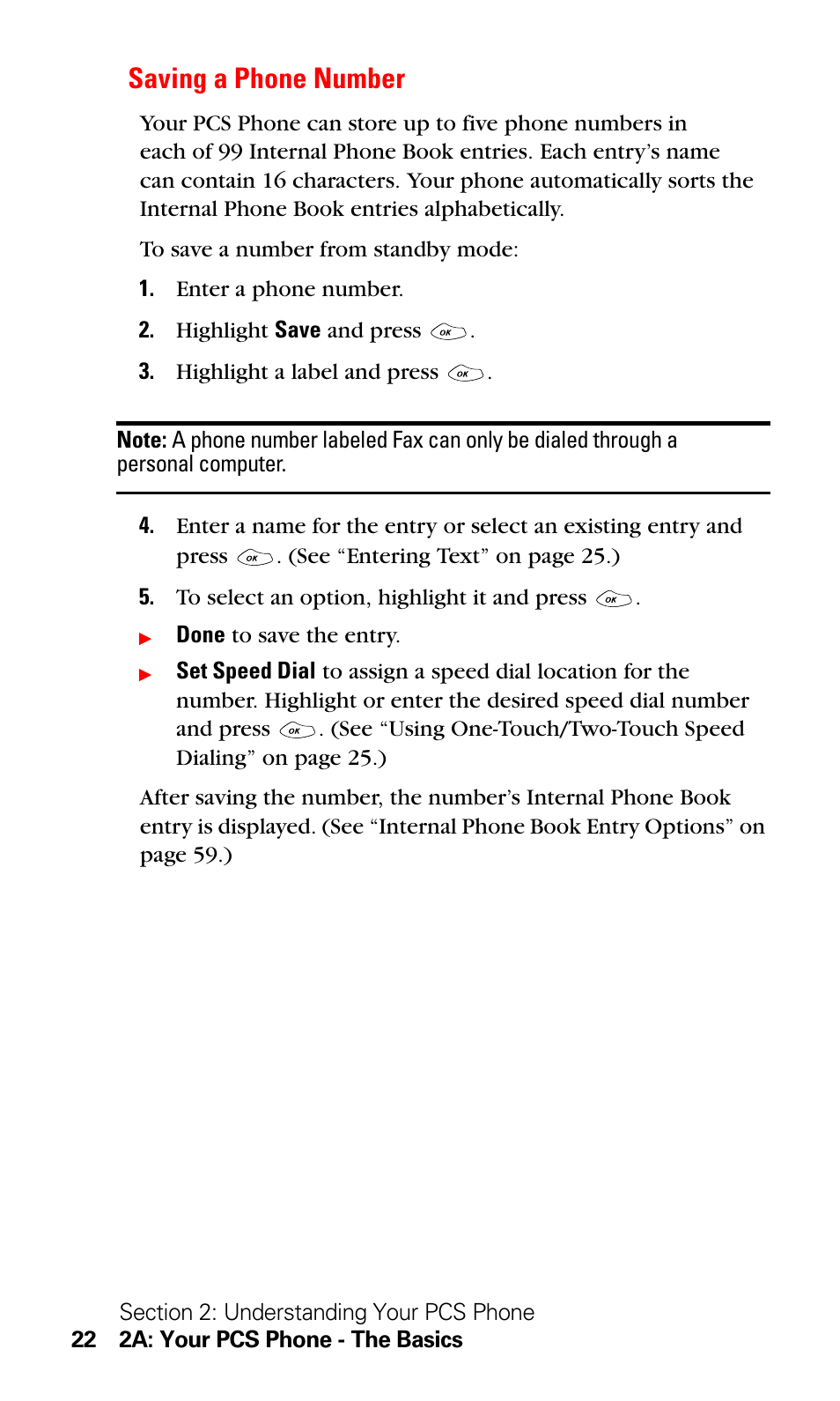 Saving a phone number | LG Sprint 1200 User Manual | Page 32 / 128