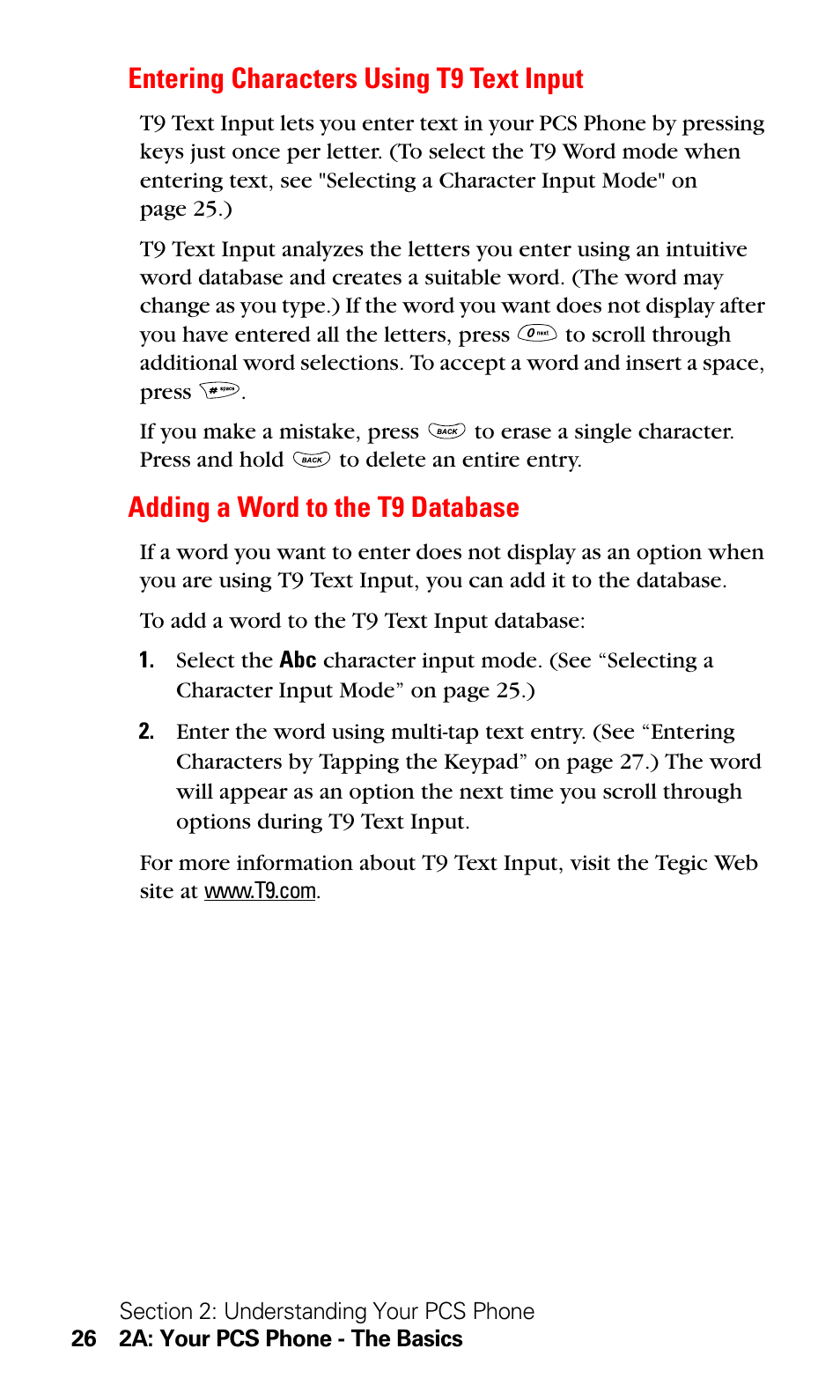 Entering characters using t9 text input, Adding a word to the t9 database | LG Sprint 1200 User Manual | Page 36 / 128