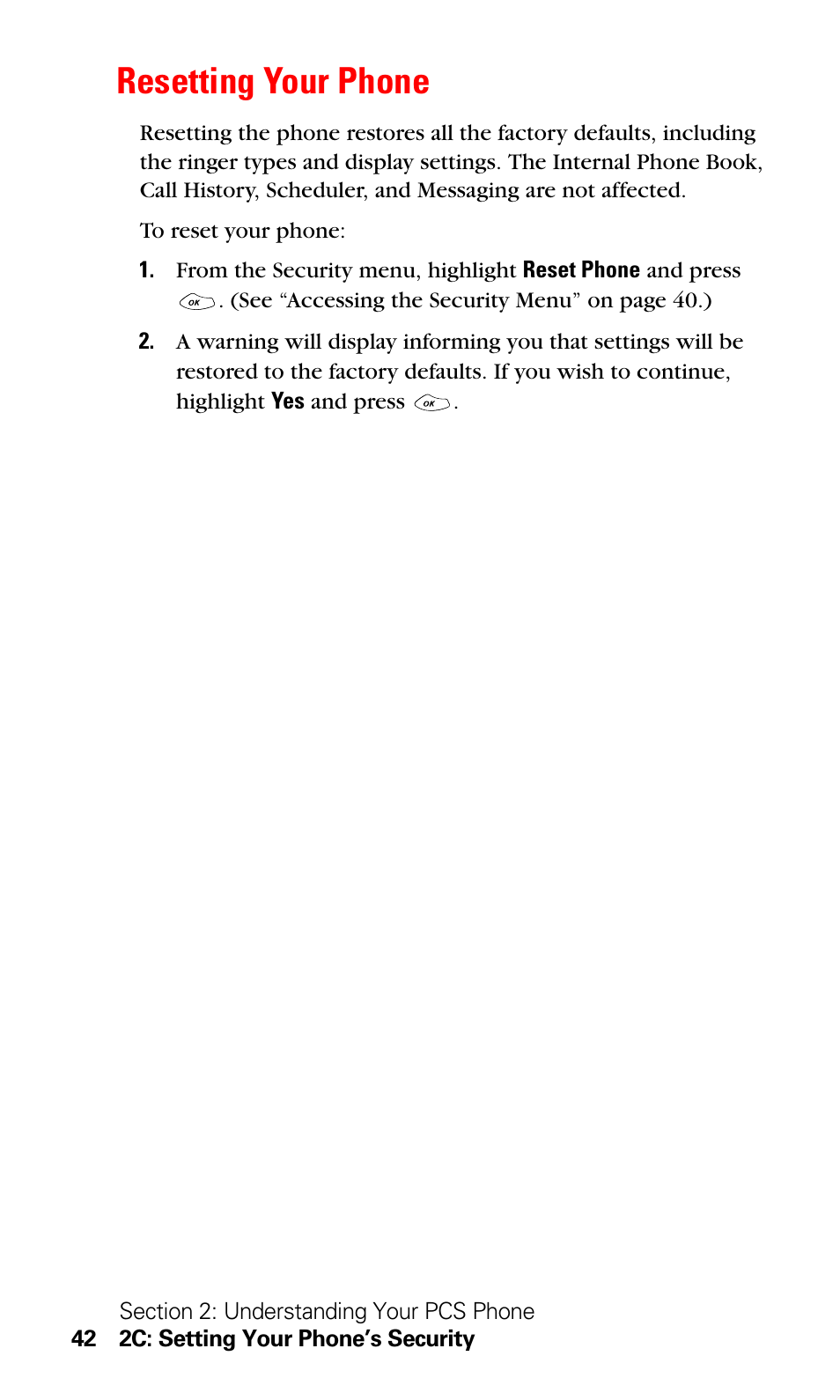 Resetting your phone | LG Sprint 1200 User Manual | Page 52 / 128