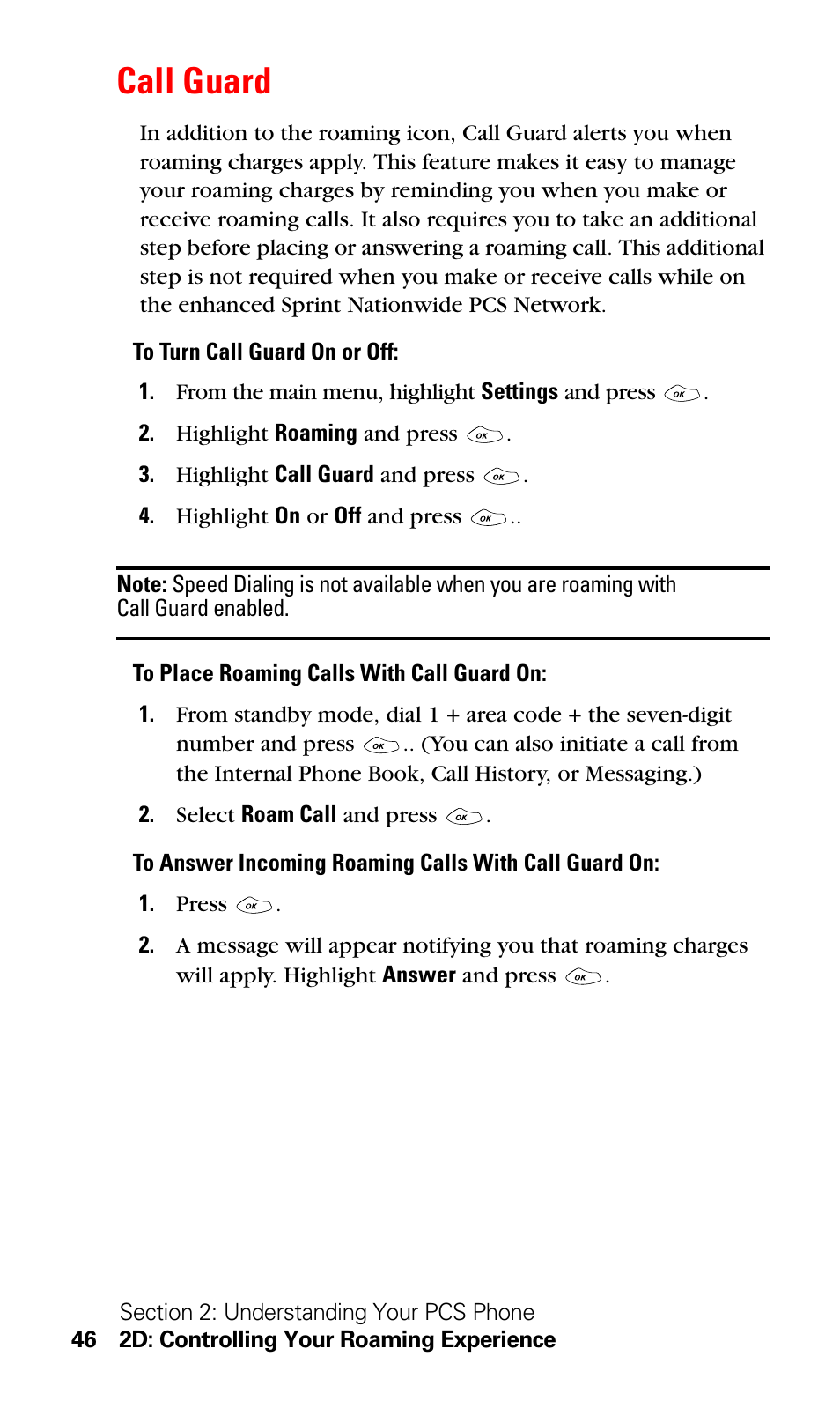 Call guard | LG Sprint 1200 User Manual | Page 56 / 128