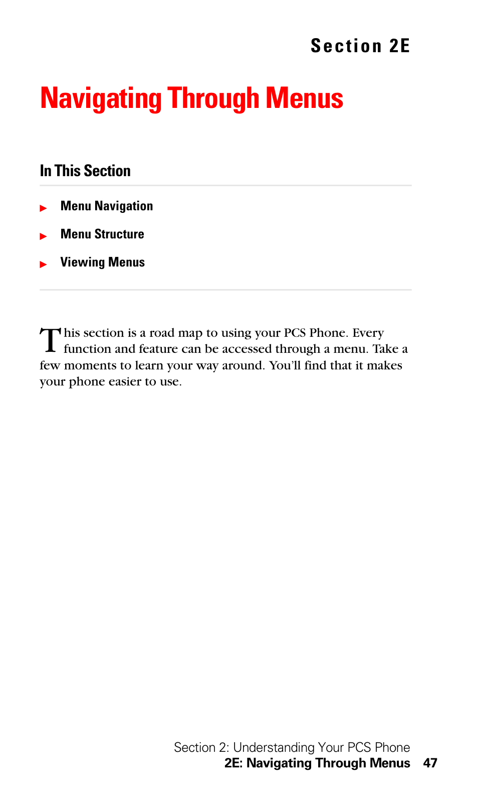 Navigating through menus, 2e. navigating through menus | LG Sprint 1200 User Manual | Page 57 / 128