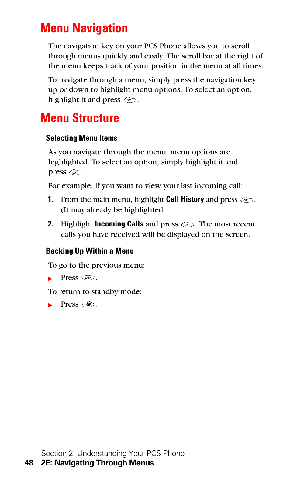 Menu navigation, Menu structure, Menu navigation menu structure | LG Sprint 1200 User Manual | Page 58 / 128